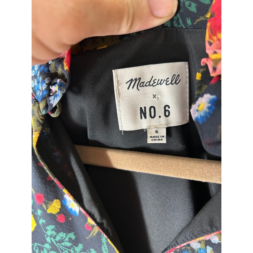Madewell NO.6 Floral Ruffle Mock‎ Neck Sleeveless Dress - Size 6 - Picture 4 of 8